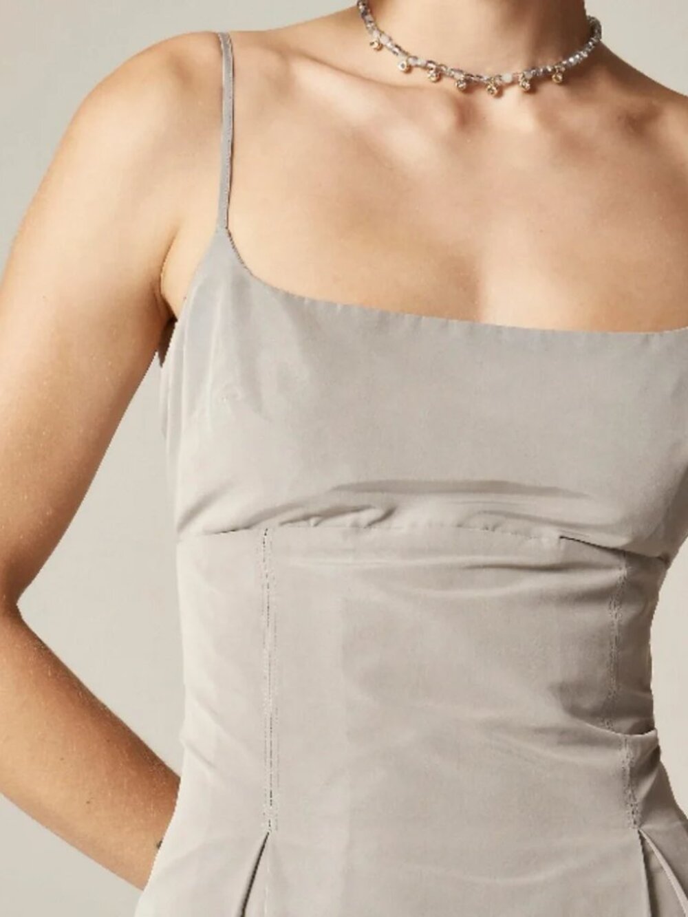 NWT J. Crew Collection Pleated Evening Dress in Taffeta Grey - Picture 4 of 11